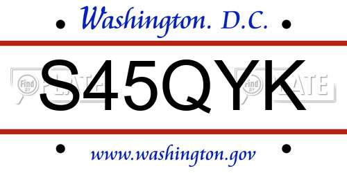 S45QYK District Of Columbia License Plate