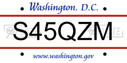S45QZM District Of Columbia License Plate
