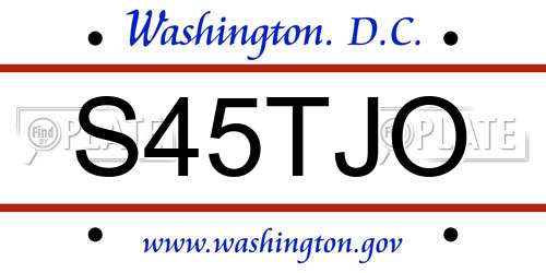 S45TJO District Of Columbia License Plate