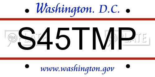 S45TMP District Of Columbia License Plate