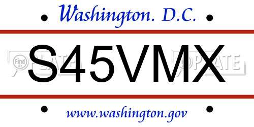 S45VMX District Of Columbia License Plate