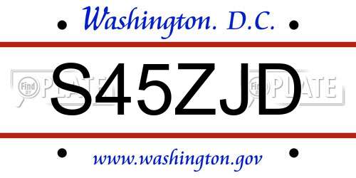 S45ZJD District Of Columbia License Plate