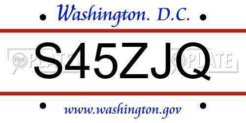 S45ZJQ District Of Columbia License Plate
