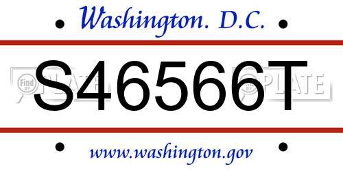 S46566T District Of Columbia License Plate