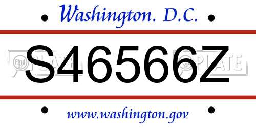 S46566Z District Of Columbia License Plate