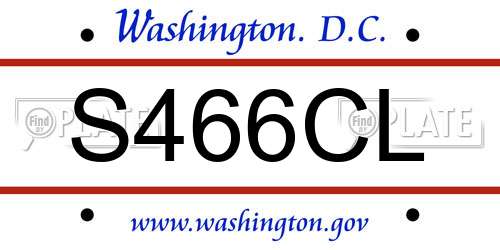 S466CL District Of Columbia License Plate