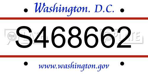 S468662 District Of Columbia License Plate