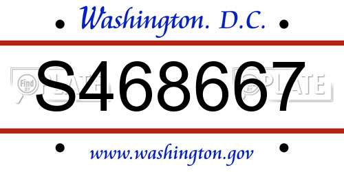 S468667 District Of Columbia License Plate