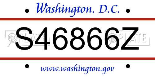 S46866Z District Of Columbia License Plate