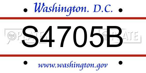 S4705B District Of Columbia License Plate