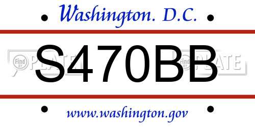 S470BB District Of Columbia License Plate