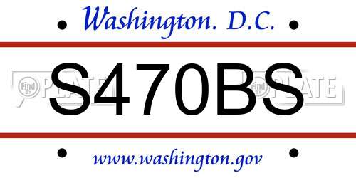 S470BS District Of Columbia License Plate