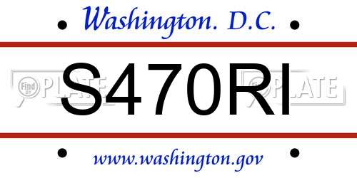 S470RI District Of Columbia License Plate