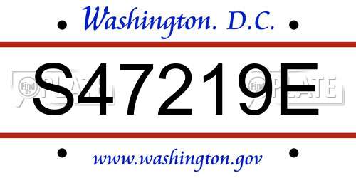 S47219E District Of Columbia License Plate