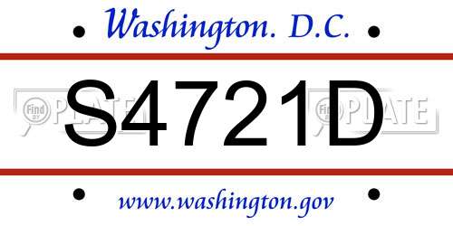 S4721D District Of Columbia License Plate