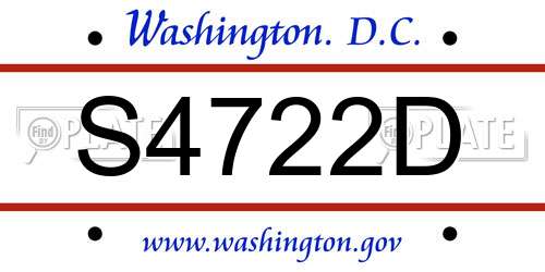 S4722D District Of Columbia License Plate