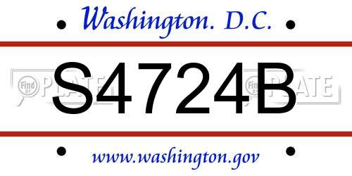 S4724B District Of Columbia License Plate
