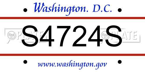 S4724S District Of Columbia License Plate