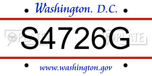 S4726G District Of Columbia License Plate
