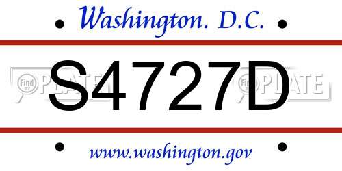 S4727D District Of Columbia License Plate