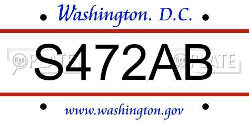 S472AB District Of Columbia License Plate