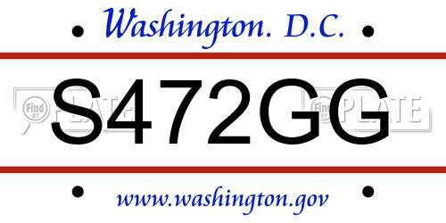 S472GG District Of Columbia License Plate