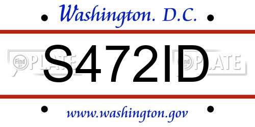 S472ID District Of Columbia License Plate