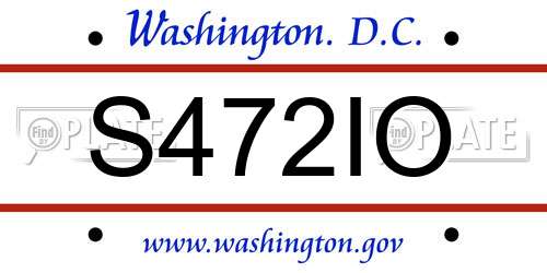 S472IO District Of Columbia License Plate