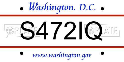 S472IQ District Of Columbia License Plate
