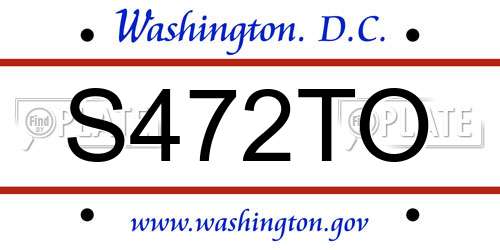 S472TO District Of Columbia License Plate