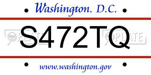 S472TQ District Of Columbia License Plate
