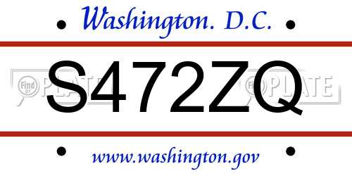 S472ZQ District Of Columbia License Plate