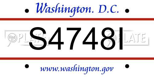 S4748I District Of Columbia License Plate