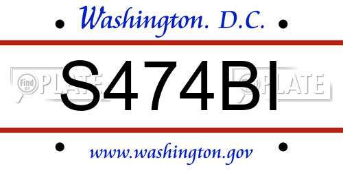 S474BI District Of Columbia License Plate