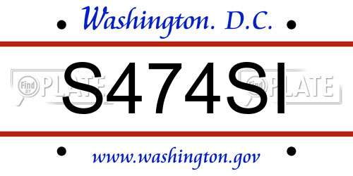 S474SI District Of Columbia License Plate