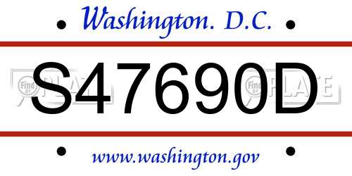 S47690D District Of Columbia License Plate