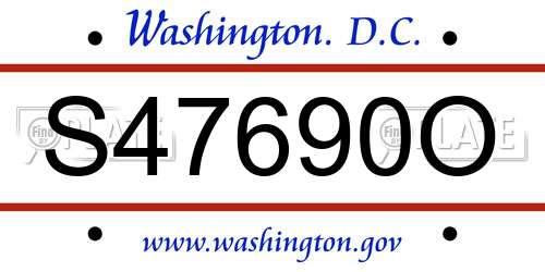 S47690O District Of Columbia License Plate