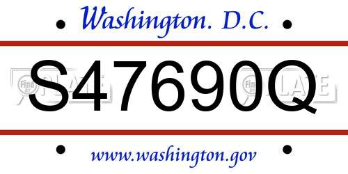 S47690Q District Of Columbia License Plate