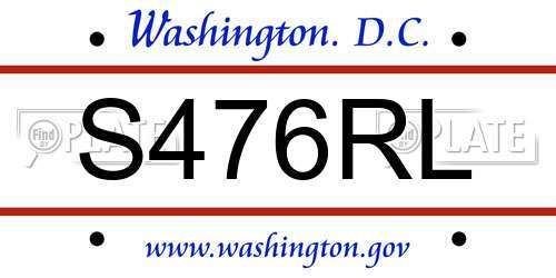 S476RL District Of Columbia License Plate