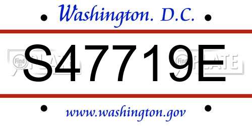 S47719E District Of Columbia License Plate
