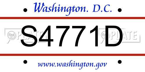 S4771D District Of Columbia License Plate
