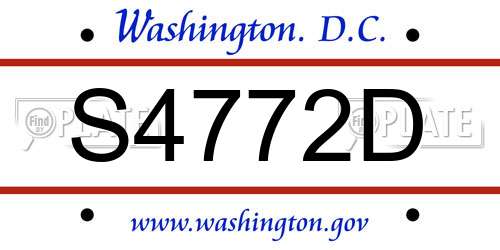 S4772D District Of Columbia License Plate