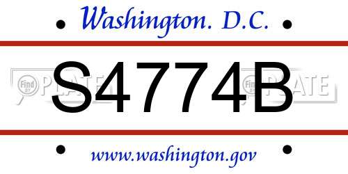 S4774B District Of Columbia License Plate