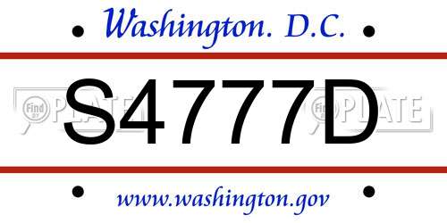 S4777D District Of Columbia License Plate