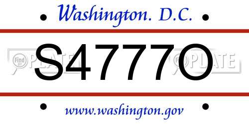 S4777O District Of Columbia License Plate