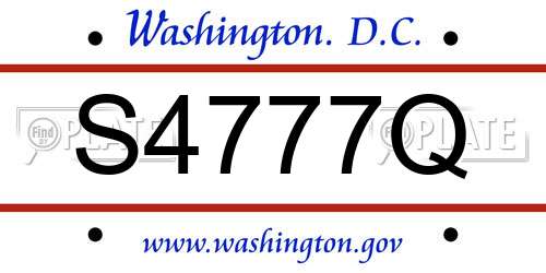 S4777Q District Of Columbia License Plate