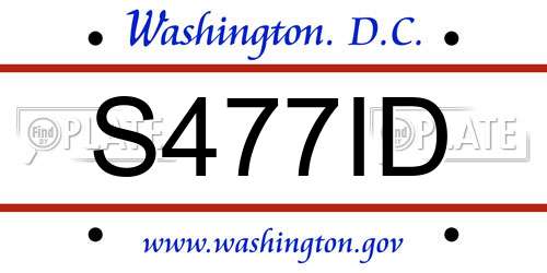 S477ID District Of Columbia License Plate