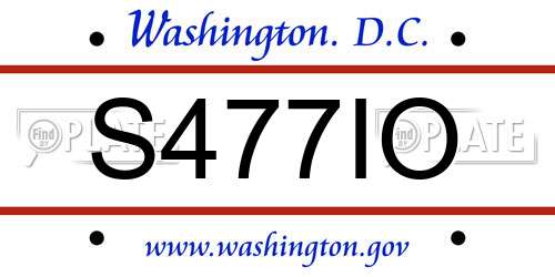 S477IO District Of Columbia License Plate
