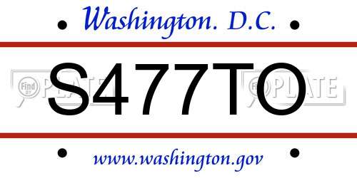 S477TO District Of Columbia License Plate