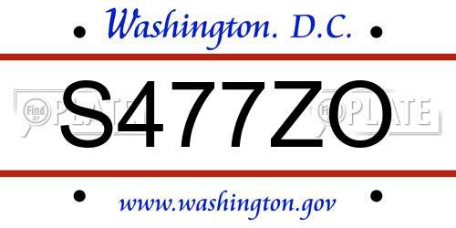 S477ZO District Of Columbia License Plate